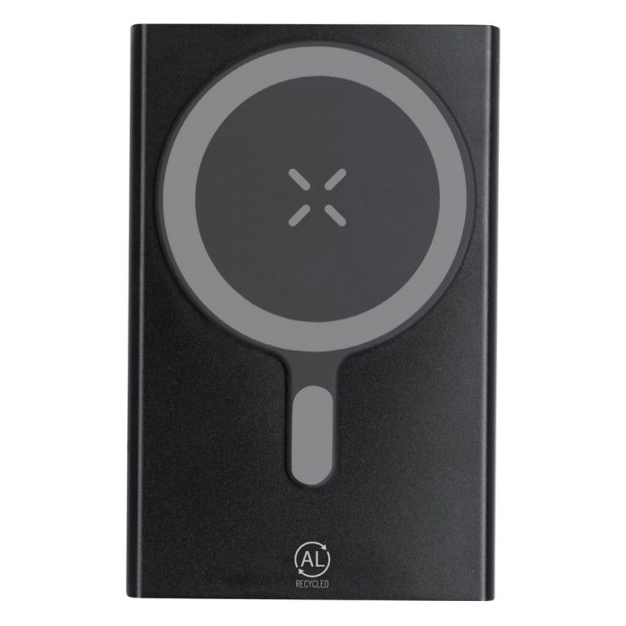 Recycled aluminium magnetic wireless power bank 5000 mAh, wireless charger 15W