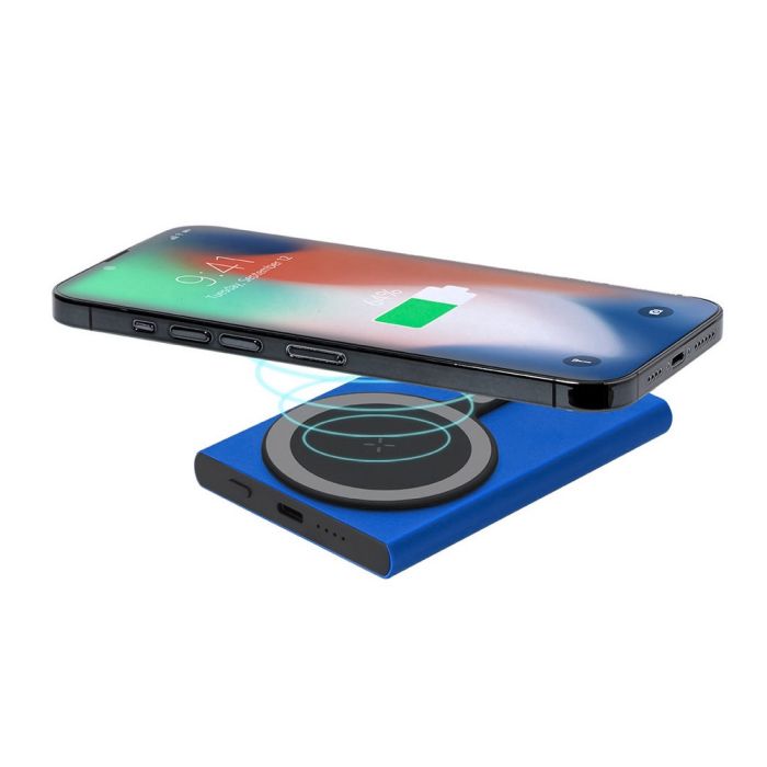 Recycled aluminium magnetic wireless power bank 5000 mAh, wireless charger 15W
