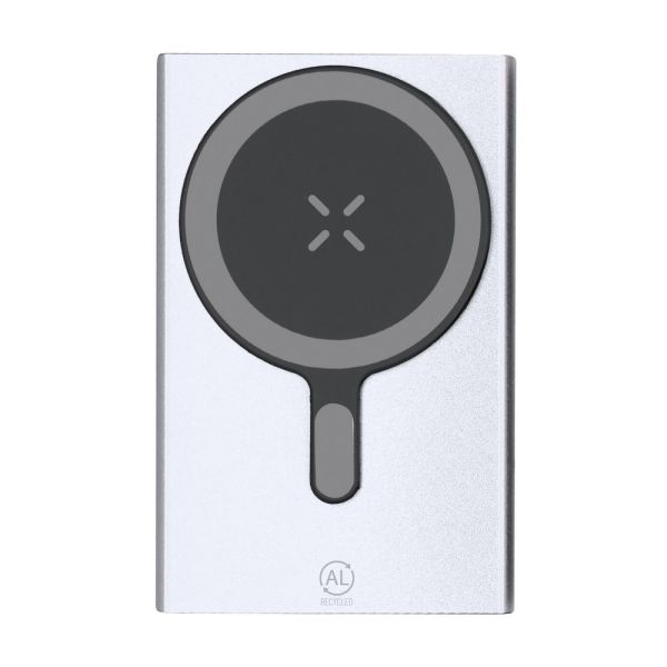 Recycled aluminium magnetic wireless power bank 5000 mAh, wireless charger 15W