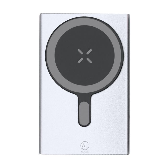 Recycled aluminium magnetic wireless power bank 5000 mAh, wireless charger 15W