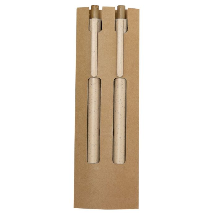 Wheat straw writing set, ball pen and "infinity" pencil