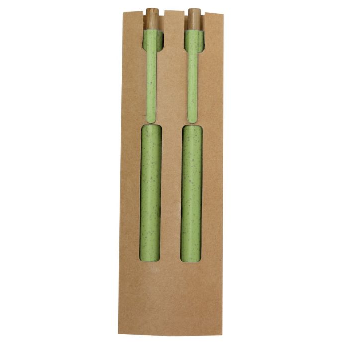 Wheat straw writing set, ball pen and "infinity" pencil